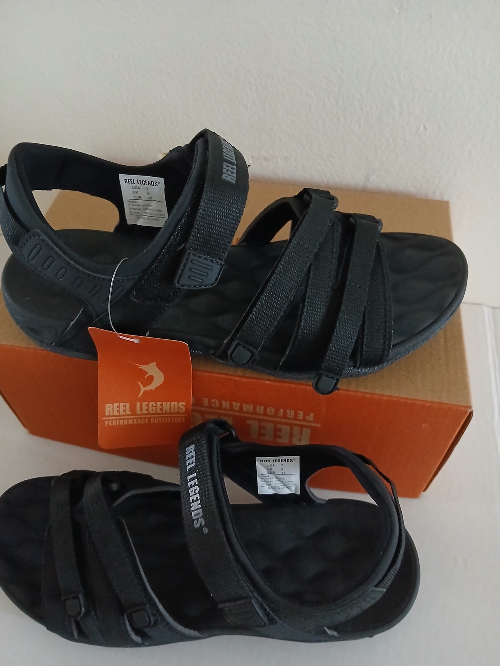 Reel Legends Black Multi-Strap Outdoor Sandals Women's Size 7 New $30 - Picture 7 of 12